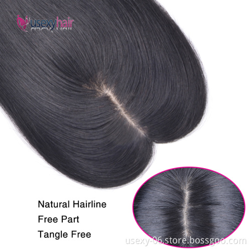 Wholesale 100% Real Virgin Brazilian Human Hair Topper Color 4 Straight 6*9 Silk Base Clip In Hair Toupees Women